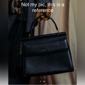 VALENTINO Garavani gold metal design leather hand bag - navy blue caviar